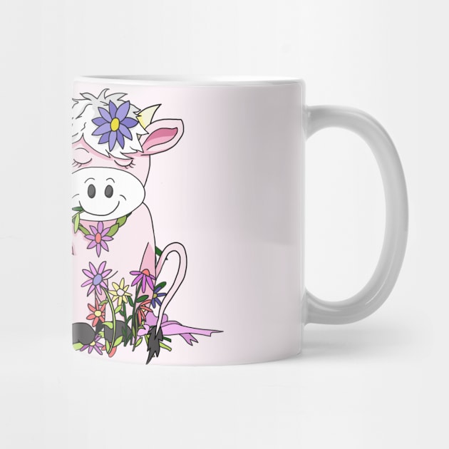 kawaii cow chewing pretty flowers by cuisinecat